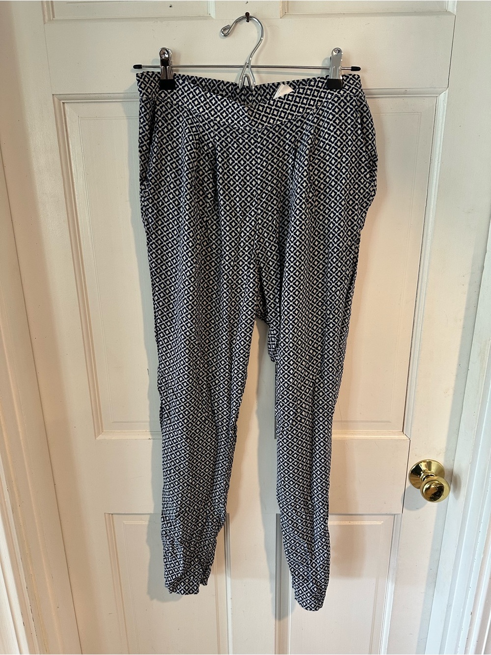 Patterned Navy & White Women's Pants